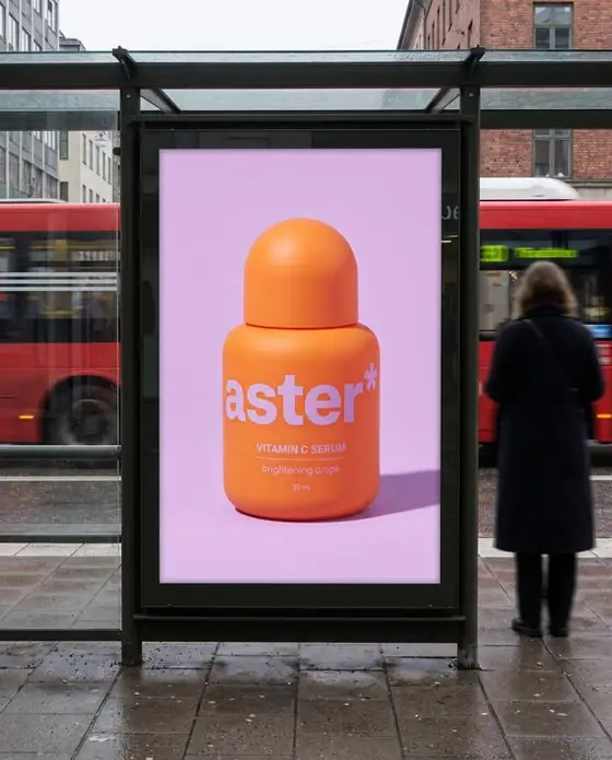 Video still, variant B: the serum on a bus stop poster
